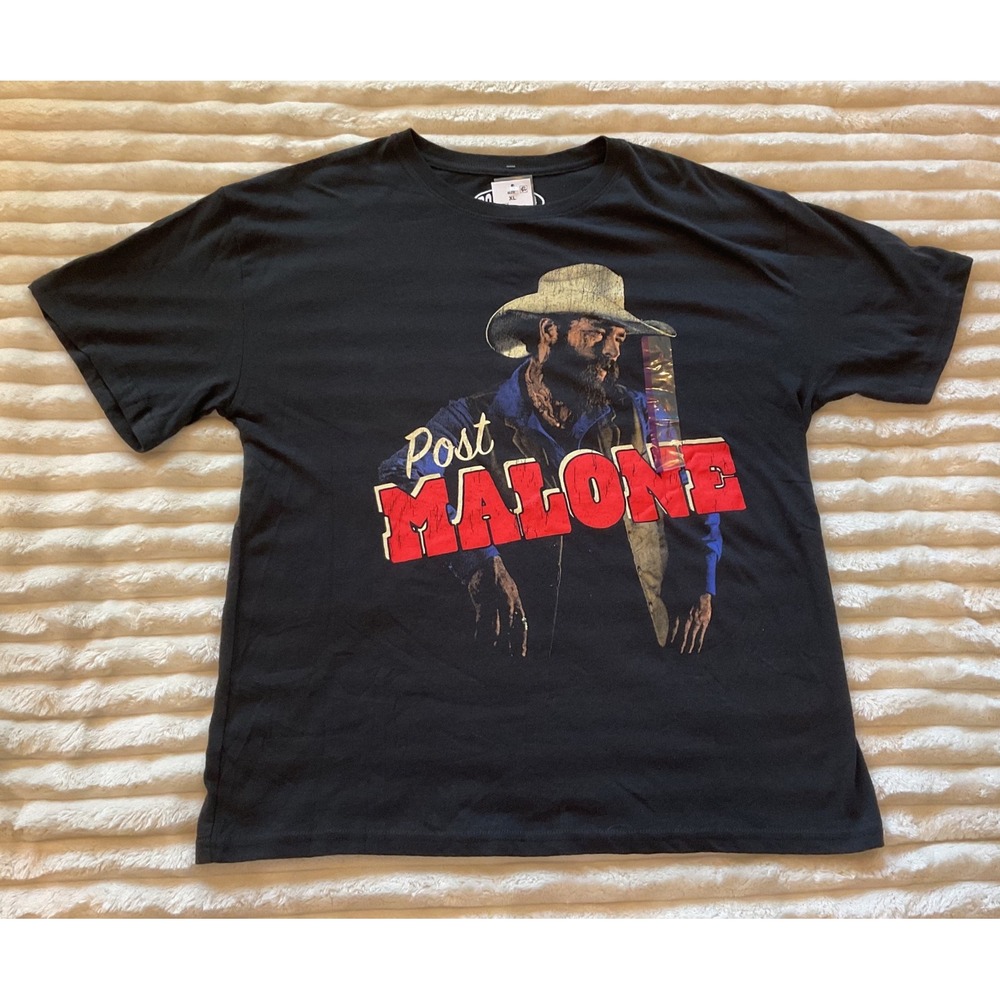 Posty Co Post Malone Mens XL Black Graphic T-Shirt Western‎ Cowboy Music Tee NEW